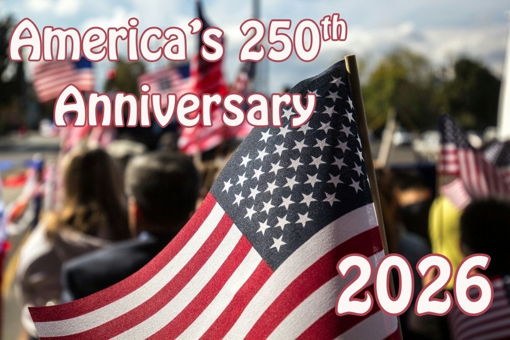 American flag waving during a patriotic celebration with families gathered together, representing spring break 2026 travel and meaningful family spring break experiences